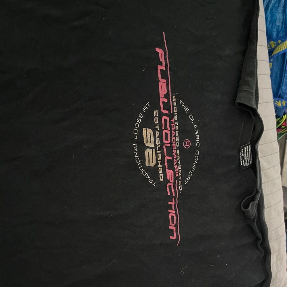 FUBU Black Short-Sleeve Tee with Pink and Gold Logo